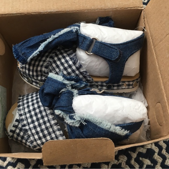 Zara Shoes Nwt Zara Baby Girl Denim Gingham Sandals Poshmark